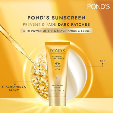 POND's Serum Boost Spf 35 Sunscreen For All Skin Types Prevent And Fade Dark Patches & Bb+ Cream Combo, 2 count